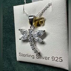 Sterling silver dragonfly pendant necklace